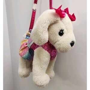 Poochie & Co. Girls Pink Sequin White Fur Puppy Purse Handbag NWOT NEW
